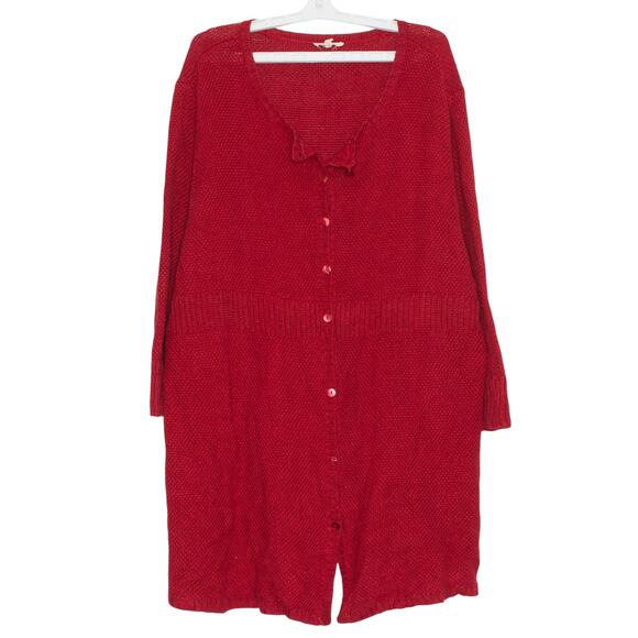 Eileen Fisher Cardigan Sweater Hemp Duster Quiet Luxury Old Money Capsule Red 3X - Picture 7 of 7